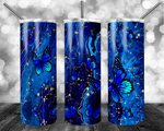 Blue butterfly stainless steel tumbler