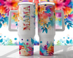 Bright floral mama stainless steel tumbler