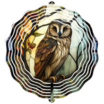 Stained glass owl wind spinner