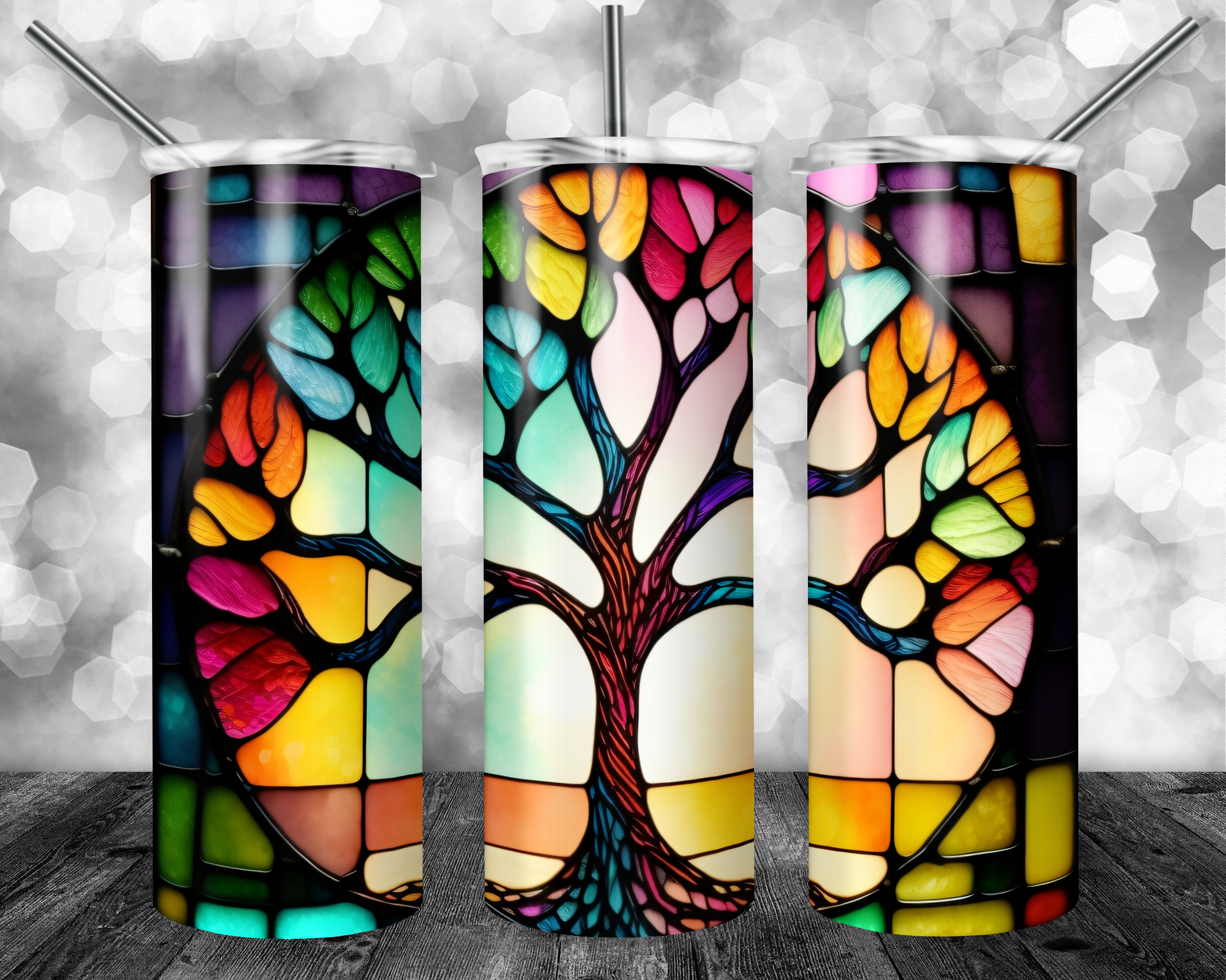 Tree of life stainless steel tumbler