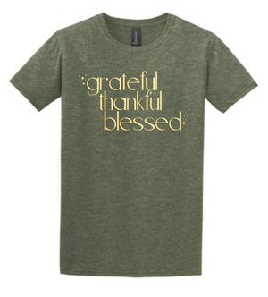 Grateful thankful blessed tee in cozy Fall colors