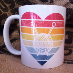 Knitting love rainbow mug