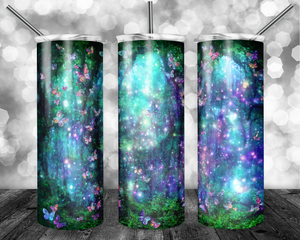 Dreamy forest full of butterflies stainless steel tumbler