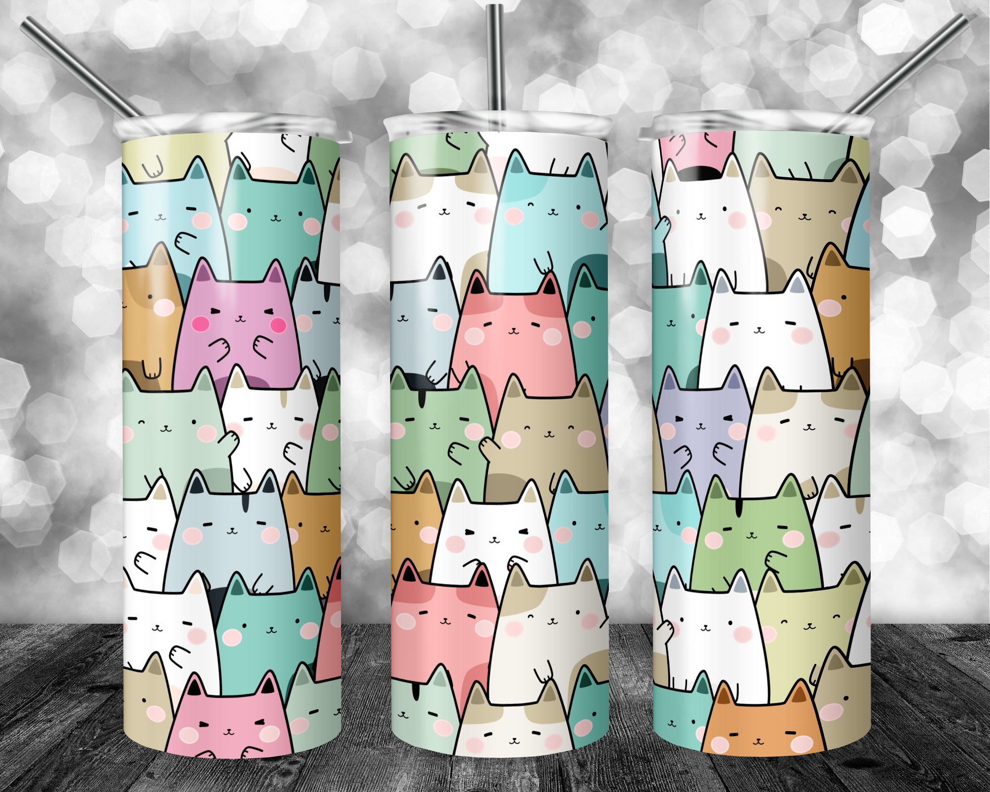 Cute colorful! cats stainless steel tumbler