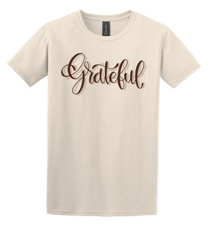 Grateful shimmer tee in cozy Fall colors