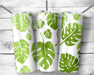 Monstera watercolor plant lover stainless steel tumbler