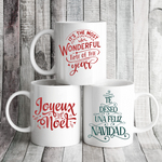 Most wonderful Feliz Navidad Joyeaux Noel mugs