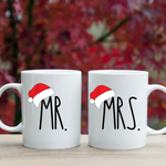 Mr. and Mrs. Santa Hat holiday mug set of two