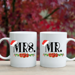 Mr. and Mrs. Santa Hat holiday mug set of two