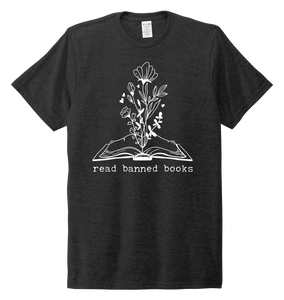 Read Banned Books flower t-shirt